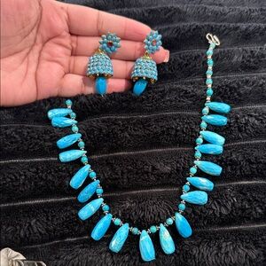 Turquoise Jewelry Set with Earrings and Necklace
